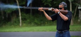 president barack obama skeet shooting gun rifle shotgun shoot shot shoots shooter holding firing smoke gas target practice camp david photoshop