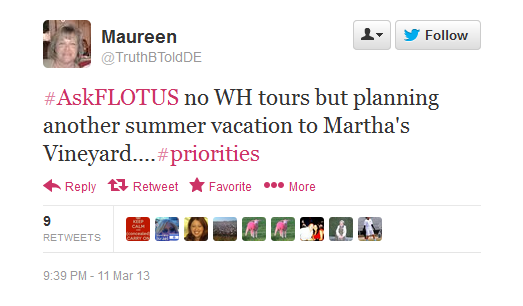 #AskFLOTUS First Lady Michelle Obama tweet