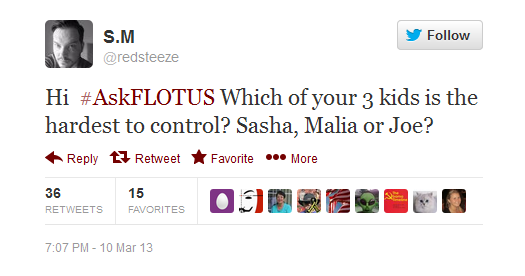 #AskFLOTUS First Lady Michelle Obama tweet