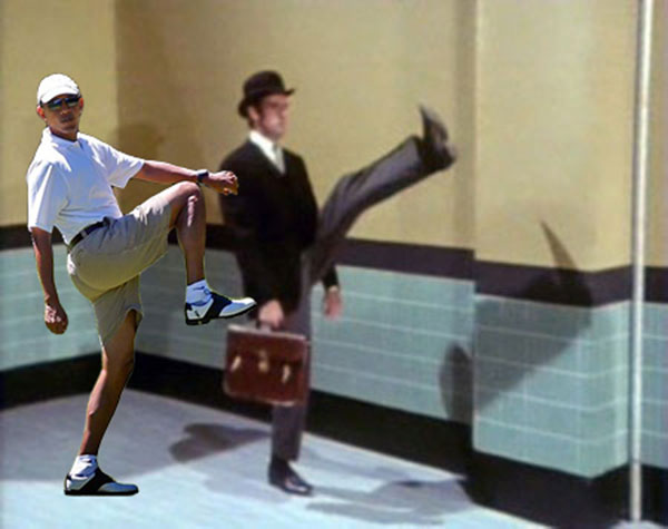 President Obama Golf Photoshop Leg Lift Ministry of Silly Walks Monty Python Martha's Vineyard