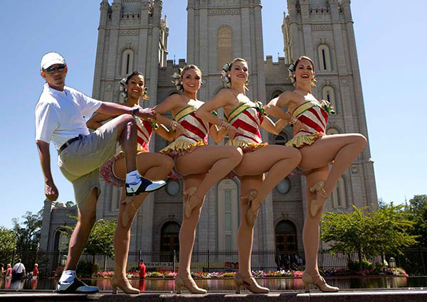 President Obama Golf Photoshop Leg Lift Rockettes Chorus Line Martha's Vineyard