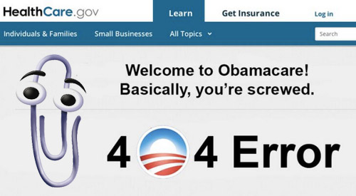 Obamacare 404 Error Clippy paper clip Microsoft help