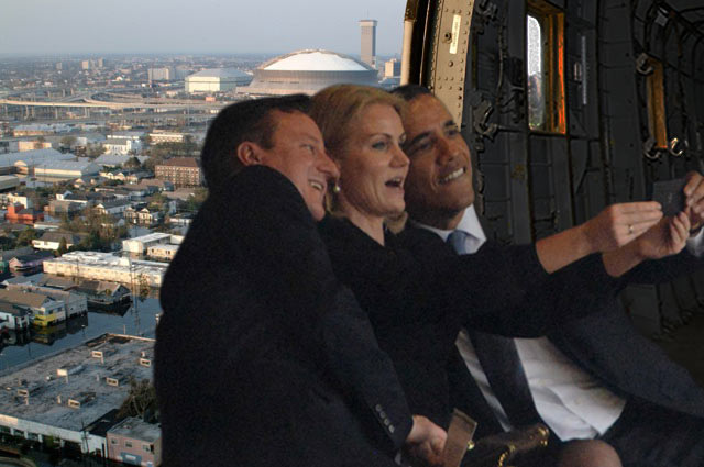 Obama self selfies President Barack Prime Minister David Cameron United Kingdom UK British Great Britain Helle Thorning-Schmidt Denmark Danish PM Nelson Mandela memorial service photoshop funeral Johannesburg South Africa African former Michelle First Lady wife self taking picture photograph pic themselves smiling snapping posing camera phone smartphone iphone narcissist narcissism death stadium world leaders media Hurricane Katrina New Orleans Louisiana Big Easy flood flooding flooded streets levee dyke dam break broke water fill disaster FEMA Superdome poor people homes businesses looting boat highway bridge death help aid national emergency storm surge waters refugees evacuees evacuation route rising helicopter