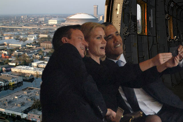 Obama self selfies President Barack Prime Minister David Cameron United Kingdom UK British Great Britain Helle Thorning-Schmidt Denmark Danish PM Nelson Mandela memorial service photoshop funeral Johannesburg South Africa African former Michelle First Lady wife self taking picture photograph pic themselves smiling snapping posing camera phone smartphone iphone narcissist narcissism death stadium world leaders media Hurricane Katrina New Orleans Louisiana Big Easy flood flooding flooded streets levee dyke dam break broke water fill disaster FEMA Superdome poor people homes businesses looting boat highway bridge death help aid national emergency storm surge waters refugees evacuees evacuation route rising helicopter