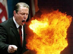 Al Gore former Vice President breathing fire full of hot air breath flame flaming firey rhetoric