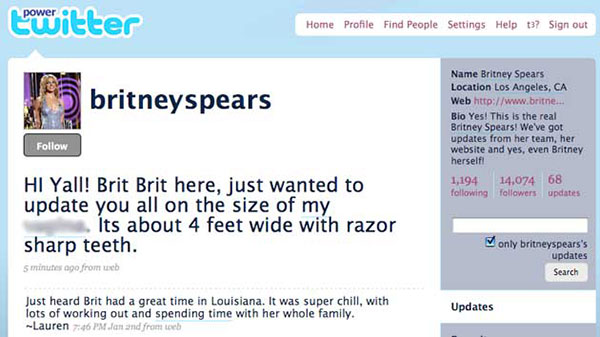 Britney Spears Twitter Hack Vagina 4 Feet Wide Razor Sharp Teeth