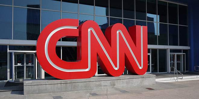 CNN Headquarters Outside building giant letters logo big huge red entrance Atlanta, GA Georgia Ted Turner Hack Hacked social media Twitter Facebook website websites accounts security breach unauthorizedaccess