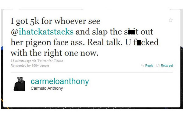 Carmelo Anthony Twitter Hack Pigeon Face Ass