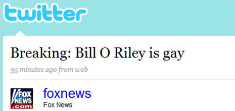 Fox News Twitter Hack Bill O'Reilly Gay