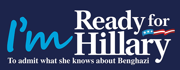 Hillary Clinton 2016 I'm Ready for Hillary to Admit What She Knows About Benghazi Bumper Sticker Presidential campaign #Hillary2016 run running for President office bid hat underway begins starts now official candidate kick-off General Wesley Wes Clark Hillary PAC readyforhillary.com hillaryclinton.com DNC Democrats Democrat free image pic picture graphic