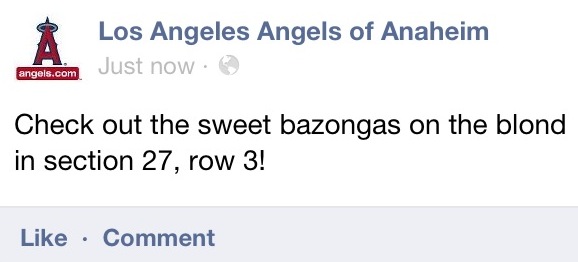 Los Angeles Angels of Anaheim Facebook Hack Check out the Sweet Bazongas on the Blond in section 27 row 3