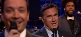 Mitt Romney and Jimmy Fallon Slow Jam the News on Obamacare and NSA Spying President Barack Obama upcoming State of the Union speech late night with talk show NBC Friday January 24 2014 Questlove ?uestlove surveillance former Governor Massachusetts Republican Presidential nominee candidate 2008 2012 National Security Agency signature health care law legislation debt unemployment America American people I'd tap that Edward Snowden whistleblower whistle starting blowing glitch please listen to the Mitt man he had a program and let's just say it didn't suffer from any performance problems in the hardware department
