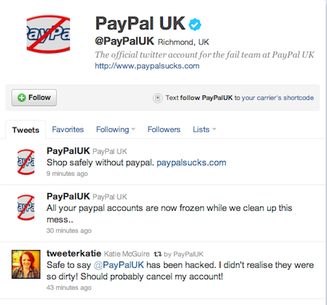 PayPal UK Twitter Hack PayPal Sucks Accounts Closed