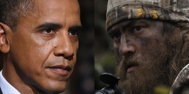 Duck Dynasty Star Willie Robertson Would Take President Obama Duck Hunting Duck Commander family A&E hit show Laura Ingraham radio interview disagree agree opponents opposed state of the union at odds unlikely duck blind conversation talk talking politics think thinks thinking
