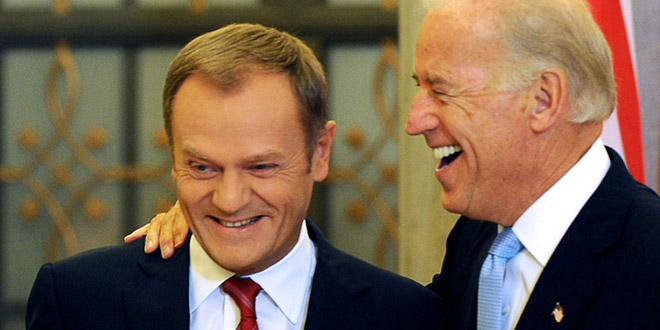 Joe Biden gaffe Poland Polish visit meeting embarrassing commits delivers during Vice President United State U.S. Prime Minister Donald Tusk Bidens' gavel chairman Foreign Relations Committee Poland’s admission into NATO Senator Sen. Jesse Helms North Carolina Republican R-NC D-DE