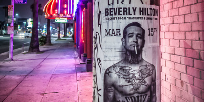 Posters Ted Cruz subversive street art tattoos tattoo tattooed photoshop photoshopped Senator Texas conservative Republican Tea Party appear show up pop put go Beverly Hills Los Angeles, CA California The Claremont Institute mysterious keynote speaker Beverly Wilshire Hotel March 15th body cigarette dangling lips mouth shirtless muscles plastered Dinner in Honor of Sir Winston Churchill poster