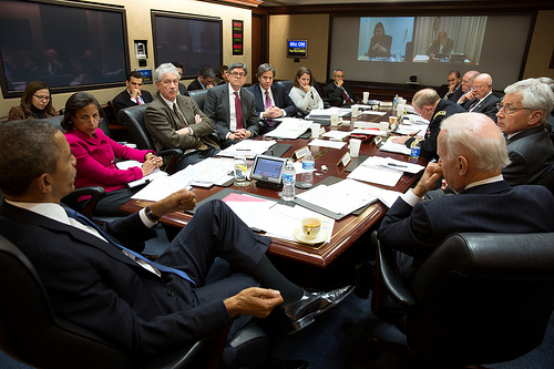 President Barack Obama convenes a National Security Council meeting in the Situation Room of the White House to discuss the situation in Ukraine March 3, 2014