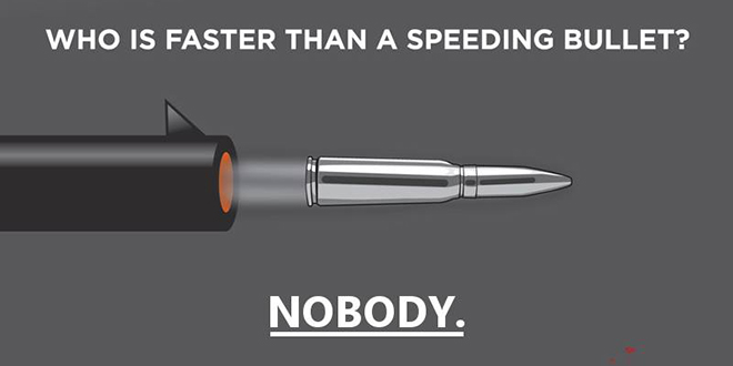 Bloomberg Anti-Gun Group Everytown for Gun Safety Posts ‘Speeding Bullet’ Image Photo Picture Pic with One Glaring Error Major Mistake Epic Fail Failure Screw-up shell casing former Mayor Michael Bloomberg "Who is faster than a speeding bullet? Nobody" End Gun Violence campaign anti-NRA against gun rights $50 million launch New York anti-Second Amendment National Rifle Association