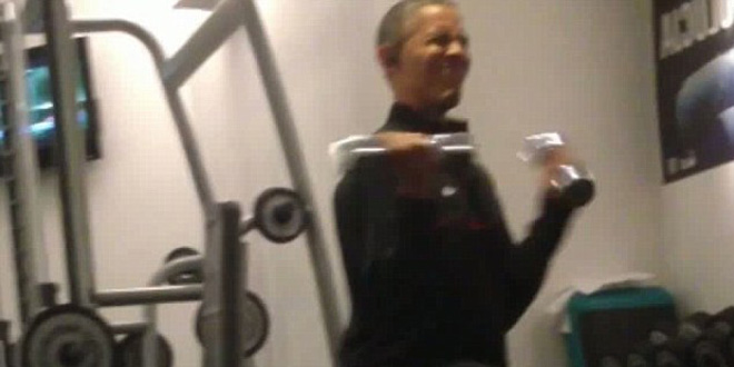 President Barack Obama Workout Video Pictures pics photos images Routine Polish gym Poland hidden camera Secretly Recorded photographed snaps snapped Warsaw Marriott private security breach unauthorized taken took leaked working out exercising lifting weights pumping iron girl girly man weak wimp weakling tabloid 5-pound 10-pound dumbbells shots