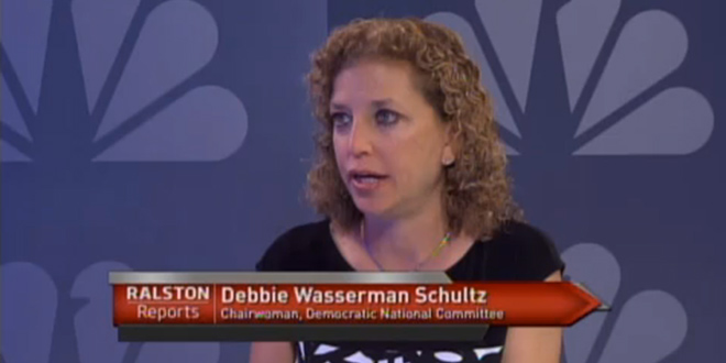Debbie Wasserman Schultz DNC Chair Democratic National Committee fact-checked called out for wrong incorrect Obamacare fact live on the air Jon Ralston Reports Nevada Las Vegas Reno TV television news show interview ACA Affordable Care Act federal court rulings embarrassed embarrasses blunder gaffe embarrassing moment busted caught lying humiliated lie spews false information falsehood