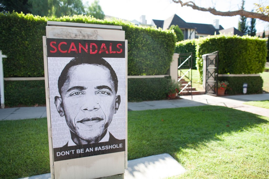 Obama Scandals Poster signal box Arden in Hancock Park