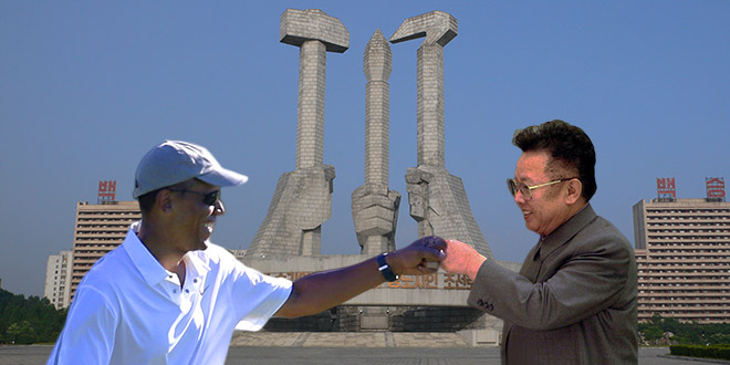 President Obama fist bump bumps bumping bumped fistbump bumper Kim Jong-Il North Korea Korean dictator despot Farm Neck Golf Course Martha's Vineyard Massachusetts ISIS ISIL terrorists behead beheading beheaded journalist James Foley gruesome video death vacation vacationing upset angry uproar cutting off head playing golf rounds links friends