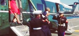 President Obama Latte Salute Marines Marine One Coffee Cup Hand New York City NYC UN United Nations First Lady Michelle Obama gives disrespect disrespectful gesture White House Instagram account page video