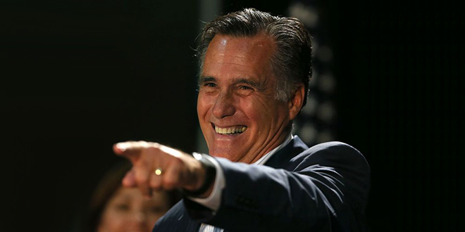 Mitt Romney Cracks Hilarious Joke At Obama’s Expense Iowa Senate race campaign rally GOP Republican candidate Joni Ernst Sen. Rep. stump speech President opponent Bruce Braley West Des Moines, IA
