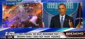 President Obama split-screen moment Ferguson Missouri speech statement remarks cable news channels outlets TV television stations grand jury decision not to indict Officer Darren Wilson shooting death killing Michael Brown rioters looters crime riots African-Americans community rage racial tension race war reinforces his weakness ineffectiveness