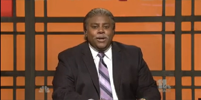 SNL Saturday Night Live Sketch skit spoof spoofs spoofed Al Sharpton MSNBC Politics Nation PoliticsNation talk show host Stumbling Through Eric Garner Story coverage new york city police officer grand jury choking death loose cigarettes funny humor mock mocks mocked mocking parody satire satirical