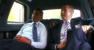 President Obama Brian Williams limo limousine riding together car backseat Presidential motorcade gives some sage advice lie lies lied lying liar Iraq helicopter dishonest truth trust NBC Nightly News veteran anchor